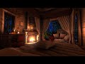 Cozy Castle Room with Rain, Fireplace &amp; Thunderstorm sounds | Video for Sleeping