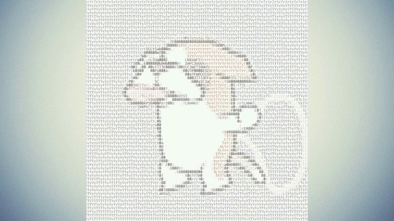 Cобака прыгает на скакалке / анимация из символов Text Art