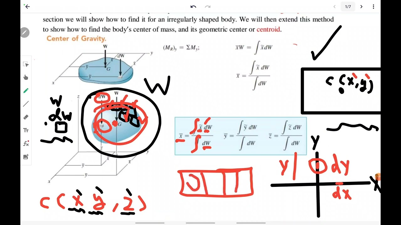 شرح مركز الثقل centroid,centerof gravity