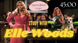 Study With Elle Woods (AI) 💖 |POSITIVE AFFIRMATIONS| 45/15 Pomodoro • Rainy Vibes & Keyboard