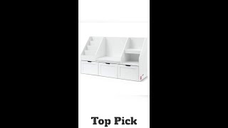 Keezi Kids Bookshelf Storage Organiser Toy Box Drawer Bench Seat Cabinet White