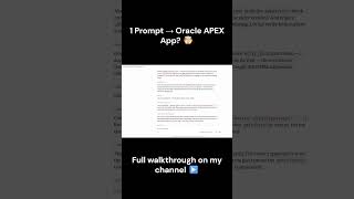 1 Prompt → Oracle APEX App? 🤯 #apexlang #orclapex #ai #mcp #sqlcl