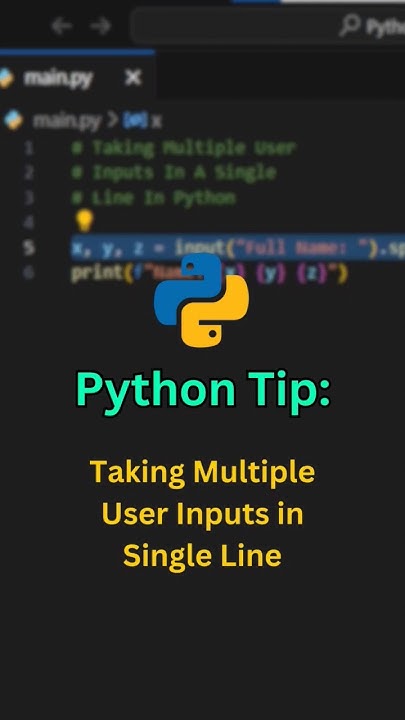 Take multiple user inputs in a single line of code in Python.... # ...