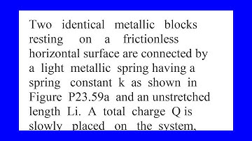 Two identical metallic blocks resting on a frictionless horizontal surface are connected by a lig...