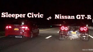 Sleeper Honda Civic vs Nissan GTR!!!