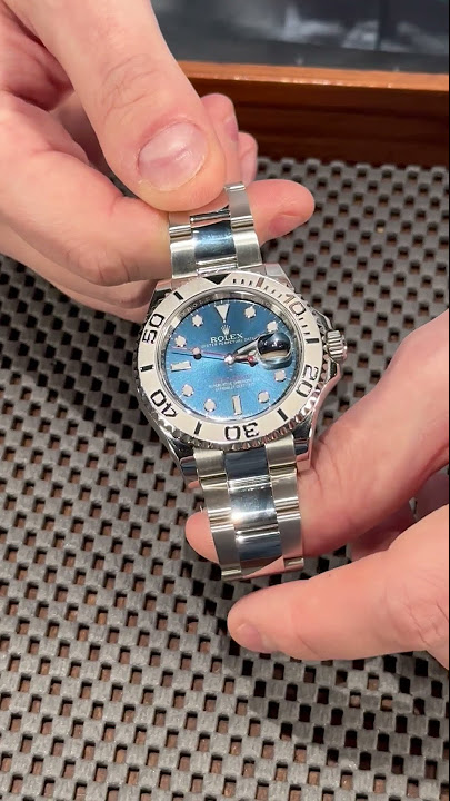 rolex yacht master blue dial on wrist