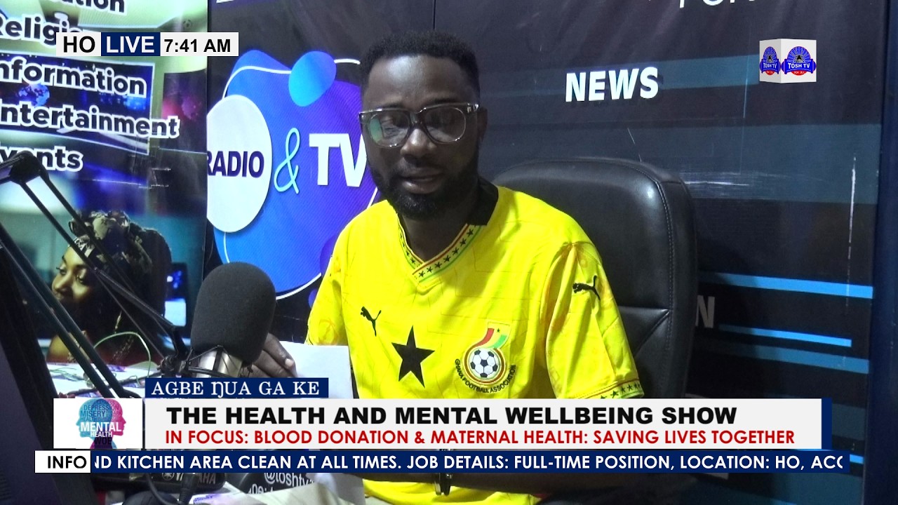 Topic: BLOOD DONATION & MATERNAL HEALTH: SAVING LIVES TOGETHER

#toshtvghana  #mentalhealthsupport  #mentalhealth #blooddonation 
______________________________________________________________________________




Connect with us:
Follow us on Facebook: https://web.facebook.com/toshtvgh1
Follow us on Twitter: https://twitter.com/toshtv1
Follow us on Instagram: https://www.instagram.com/toshtvgh1/
____________________________________________________________________________________

Copyright Disclaimer: Please note that no copyright infringement is intended. We do not own the rights to any third-party video, audio, or music used in this video. They are for promotional purposes.

TOSH TV, FOR ALL
