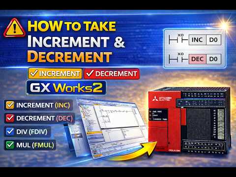 Increment & Decrement Instruction in GX Works2 | Mitsubishi PLC INC & DEC Tutorial