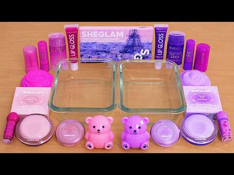 Pink vs Purple - Mixing Makeup Eyeshadow Into Slime ASMR