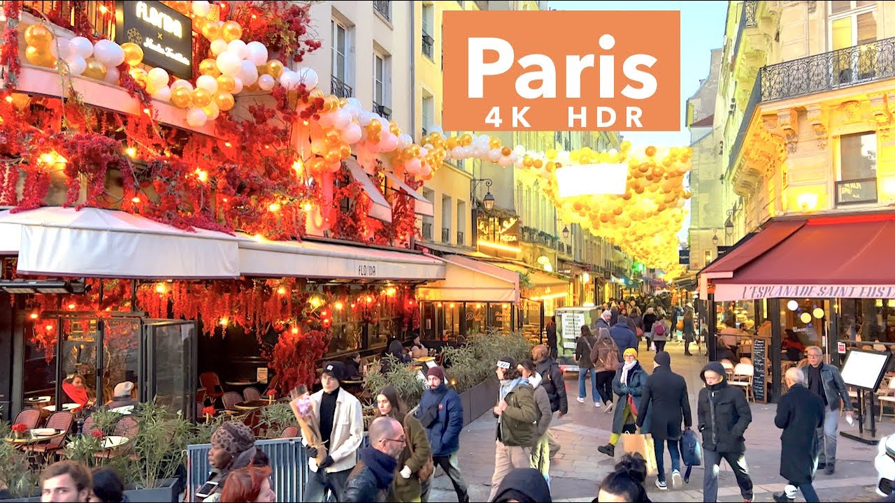 Paris France, Paris Christmas lightings and decorations - HDR waking - December 16, 2022 - 4K HDR