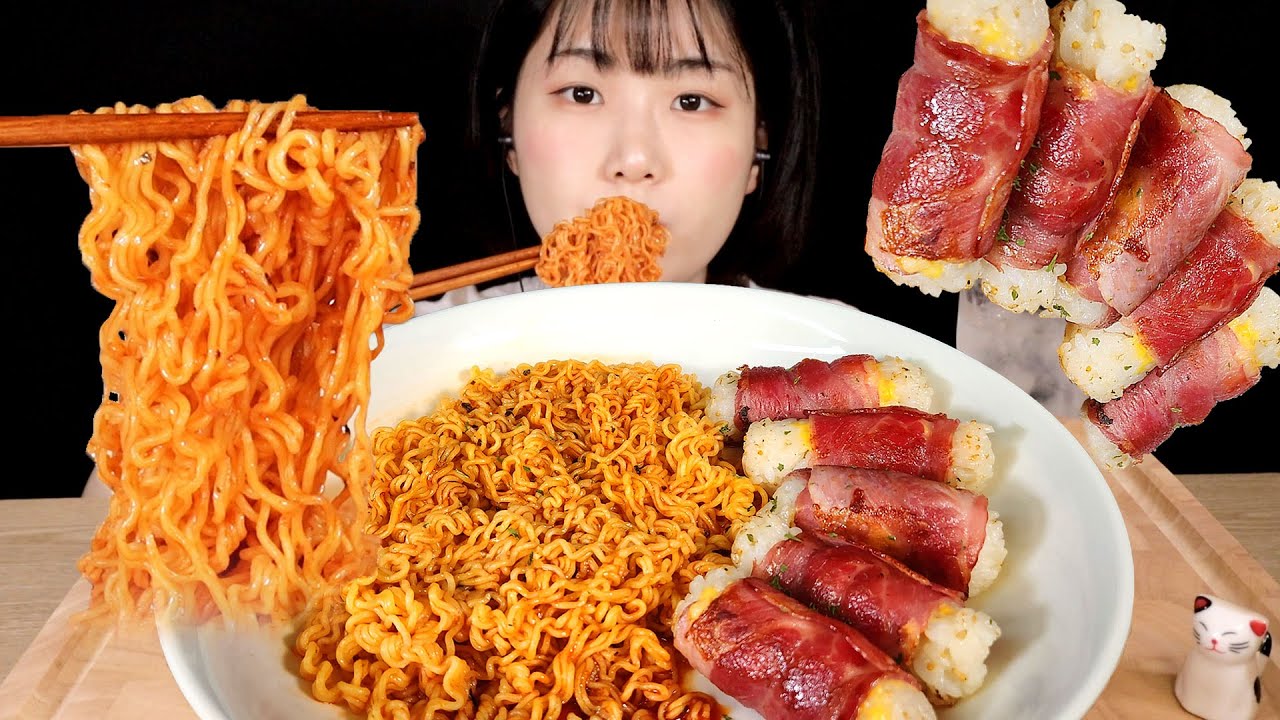 🧡진비빔면&베이컨 치즈 말이 드셔보셨어요?🧡Bacon Cheese Rolls & Spicy Bibimmyeon ASMR MUKBANG YouTube