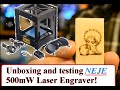 NEJE DK-8 Pro-5 500mW Laser Engraver Printer Unboxing, Testing and Review