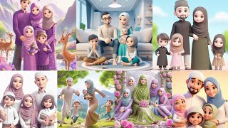 Mother Father and Children cartoon dpz ✨ cute cartoon family dp image ✨ profile picture ✨ perents dp