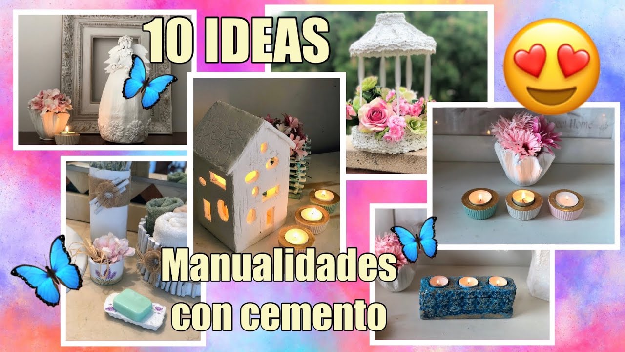 10 Ideas, Manualidades Con Cemento YOBANKA ART - YouTube