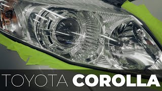 Установка линз в рефлекторные фары Toyota Corolla e150