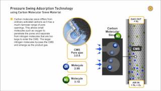 Carbon Molecular Sieve. Produce Nitrogen from Compressed air (Animation)