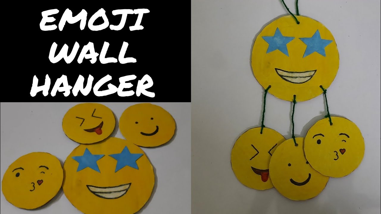 Emoji wall hanger Wall hanger craft ideas Wall hanger easy Cardboard craft The Craft