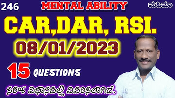 CAR,DAR,RSI 08/01/2023 Mental ability questions solved with simple tricks.