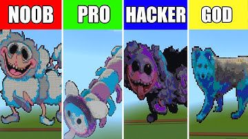 Pixel art NOOB vs PRO vs HACKER vs GOD PJ PUG-A-PILLAR in MINECRAFT