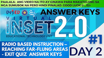 VINSET 2.0 DAY 2 Radio Based Instruction – Reaching Far-flung Areas – Exit Quiz