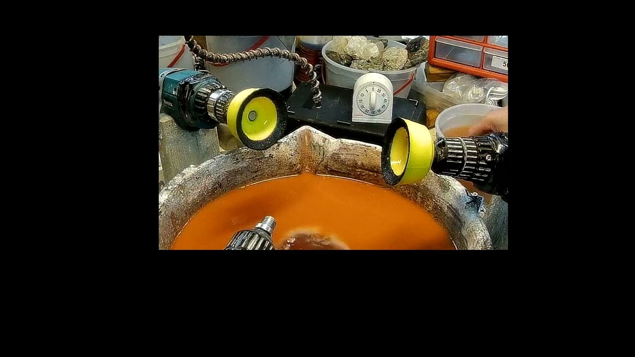 Obisidian sphere polishing