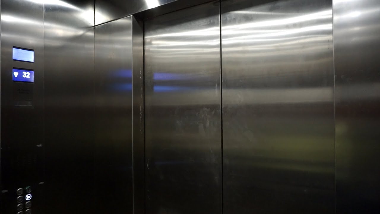 Extreme depth! Amazing KONE highrise traction elevator KONE highrise laboratory, Tytyri