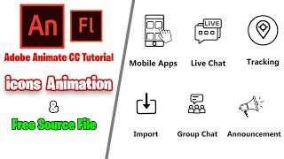 2d icons Animation Tutorial - Free Source file- Adobe Animate CC Tutorial