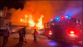 PRE ARRIVAL 3RD ALARM FIRE IN ATTACHED TOWN HOUSES - SYOSSET NY
