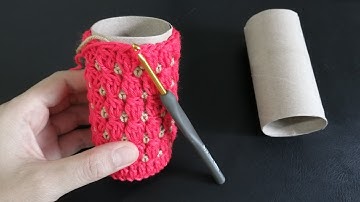 SUPER IDEA😲 Look what I did with the Toilet Paper Roll I found in the trash! Trend Crochet Idea✨