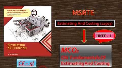 Part 1 : MCQs on Estimating and costing - Unit 1