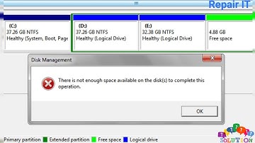 There is not enough space available on the disk(s) to complete this operation ✓ || Repair IT