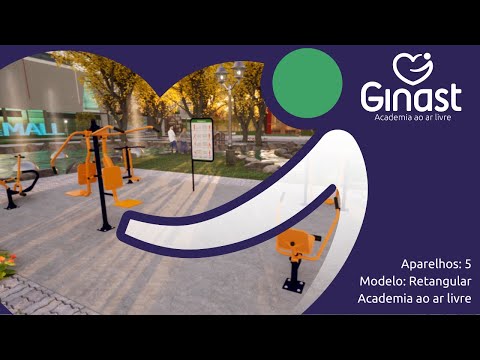 GINAST | Simulação 360º - Área externa retangular com 07 aparelhos de ginástica