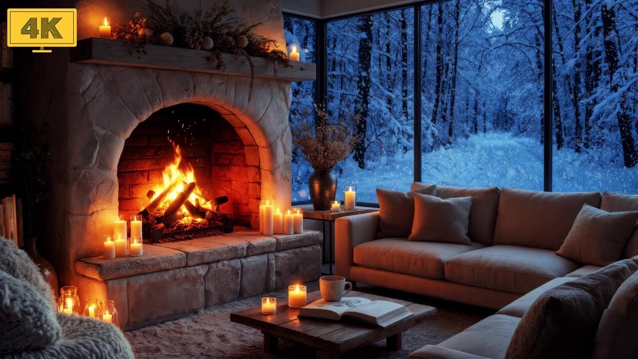 Peaceful Snowy Cabin ❄️ Celtic Folk & Fireplace Sounds for Focus & Calm