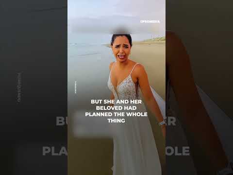 She ruined her wedding dress by jumping into the ocean | Positive #shorts
