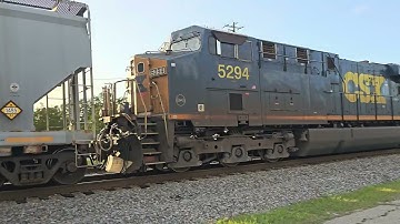CSX M401-08 ES44AH &  ES40DC DP Seen Working Hard pulling up Hill with an Horn Salute