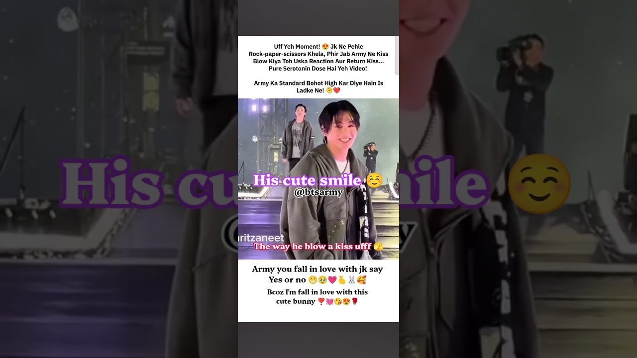 Watch Jk return the kiss 🥹🫰💜to an army trending Yt short videos #bts jk new viral cute video in Chile#bts on YouTube Watch Jk return the kiss 🥹🫰💜to an army trending Yt short videos #bts jk new viral cute video in Chile#bts on YouTube