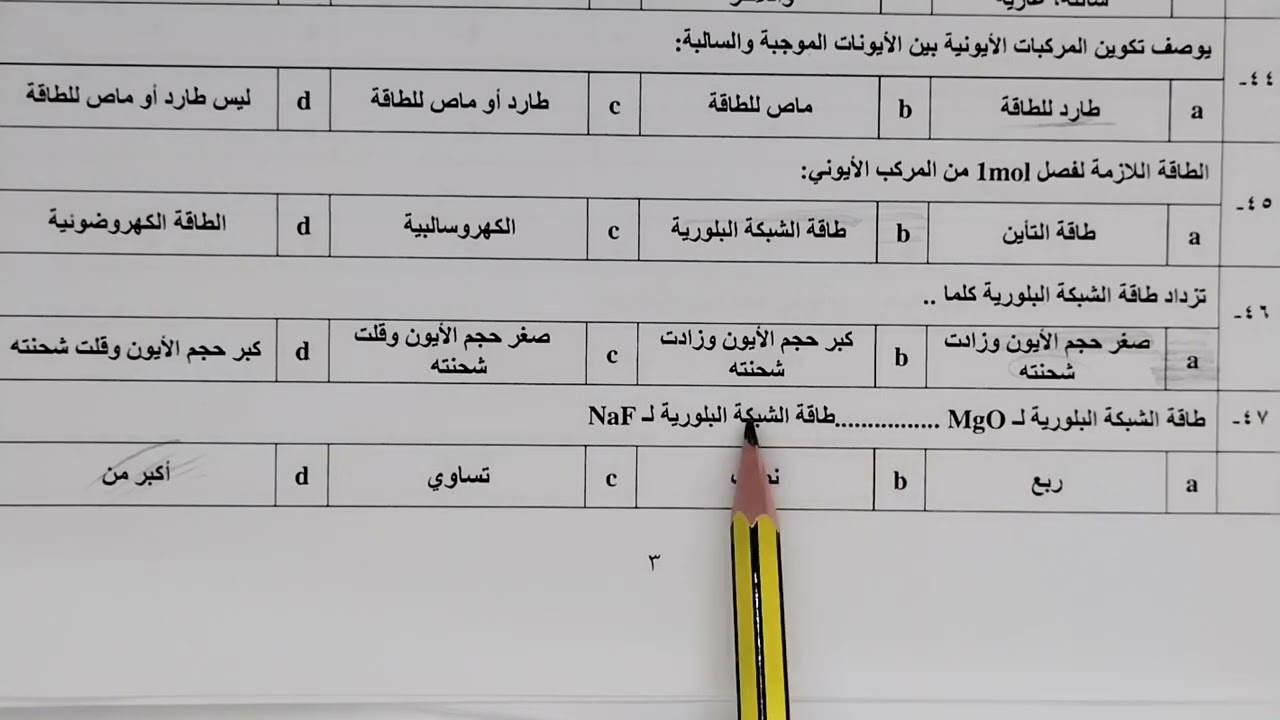 كيمياء ٢-١ مسارات ورق عمل المركبات الايونية والفلزات الجزء ٢