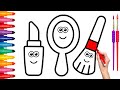 How to Draw makeup tools for kids / bolalar uchun kosmetika anjomlari rasmini chizish