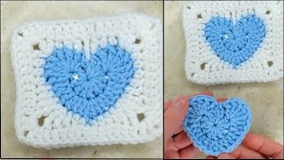 CROCHET GRANNY HEART SQUARE