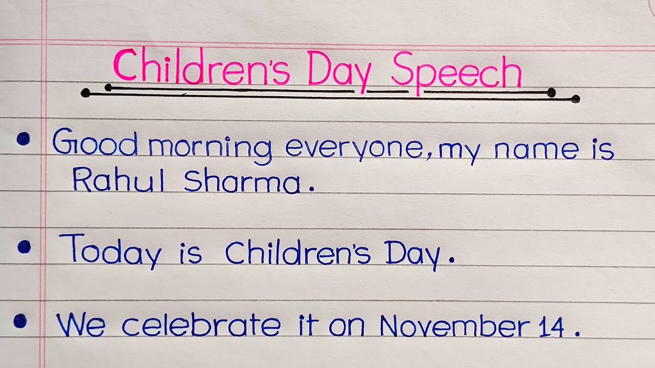 Children's Day Speech In English | 10 Lines Speech On Children's Day ...