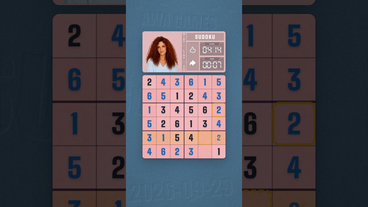 LinkedIn Mini Sudoku #414 solved board for September 29, 2026, 6x6 grid
