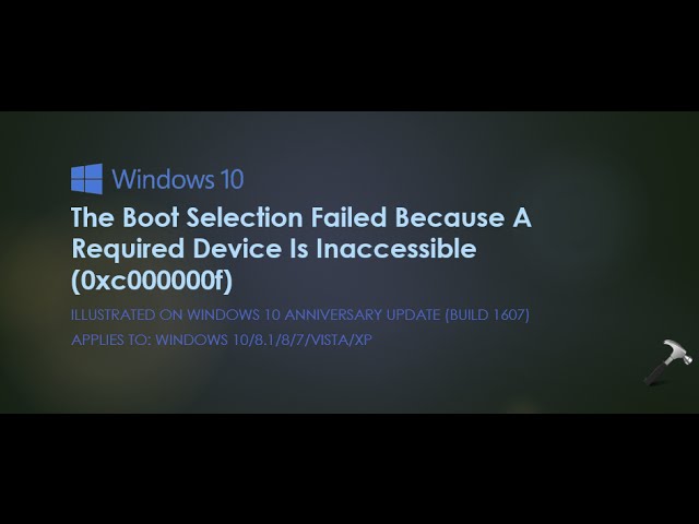 Windows Vista Boot Selection Failed