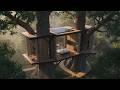 Building a house in the forest (ASMR) - I built a modern mini house on a tree by myself.