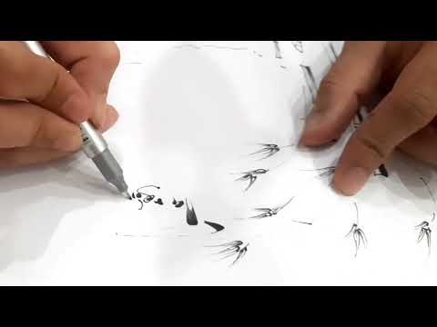 Video Chỉ một ngồi bút bi tạo nên bức tranh chữ thư pháp... - youtube