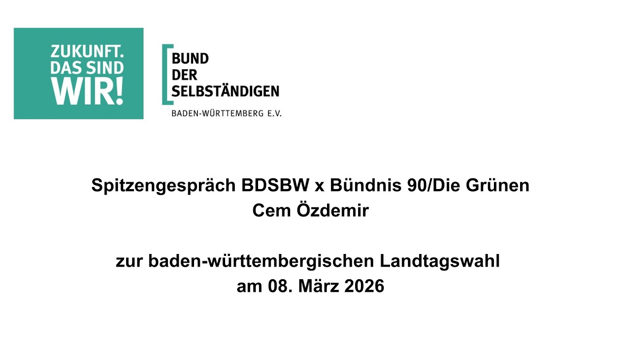 Spitzengespräch BDSBW x Bündnis 90/Die Grüne Cem Özdemir