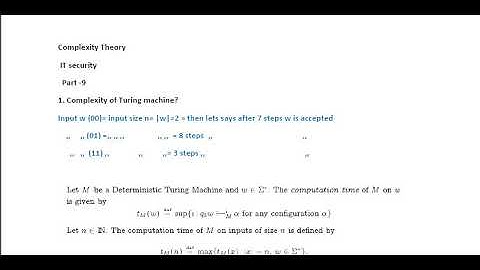 complexity of deterministic Turing machine |Complexity theory|IT security |part 9