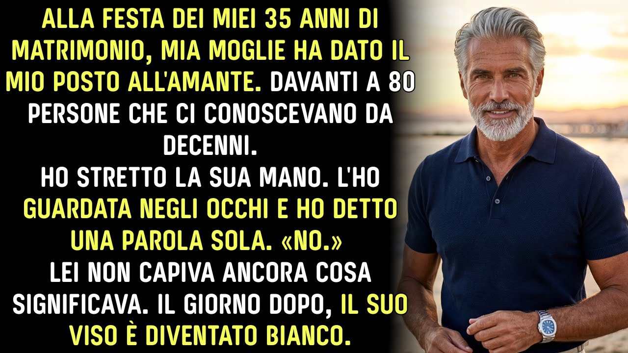 Siamo al tavolo dell'anniversario, davanti a ottanta persone, quando vedo la mano dell'architetto appoggiata accanto a quella di mia moglie, nel posto che era mio. Tre giorni prima avevo notato il...