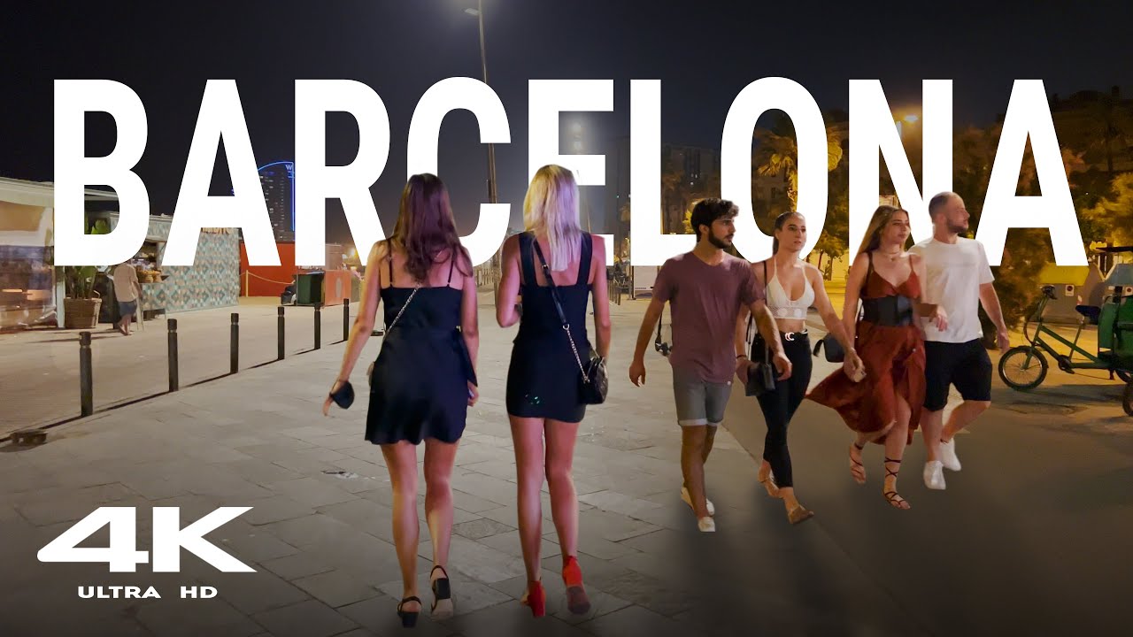 4K Night walk in Barcelona 2022 | Night Spain Catalonia