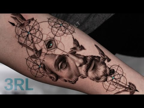 BLACK and GREY MARCUS AURELIUS TATTOO | TIMELAPSE