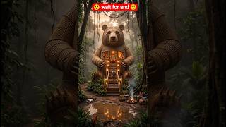 The Hidden Bamboo Bear🐻 House Deep in the Jungle#BambooHouse #Treehouse #JungleBuild #AIArt
